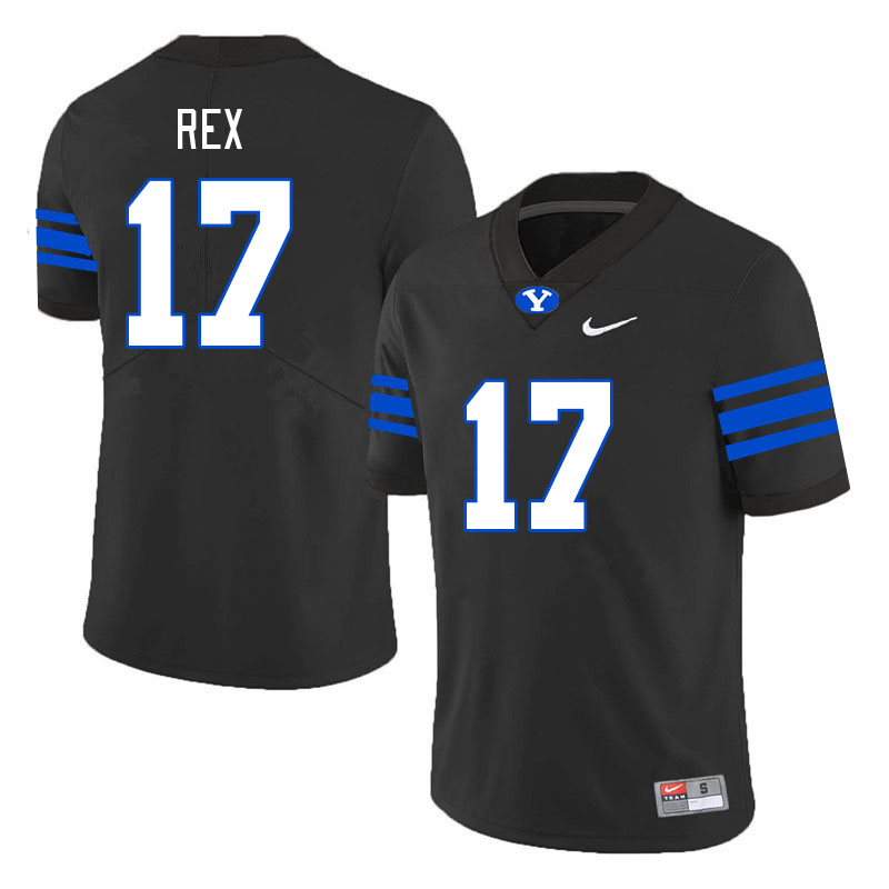 Men #17 Preston Rex BYU Cougars College Football Jerseys Stitched-Black